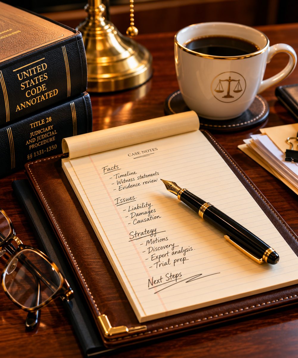 Federal case preparation imagery tied to cryptocurrency fraud defense
