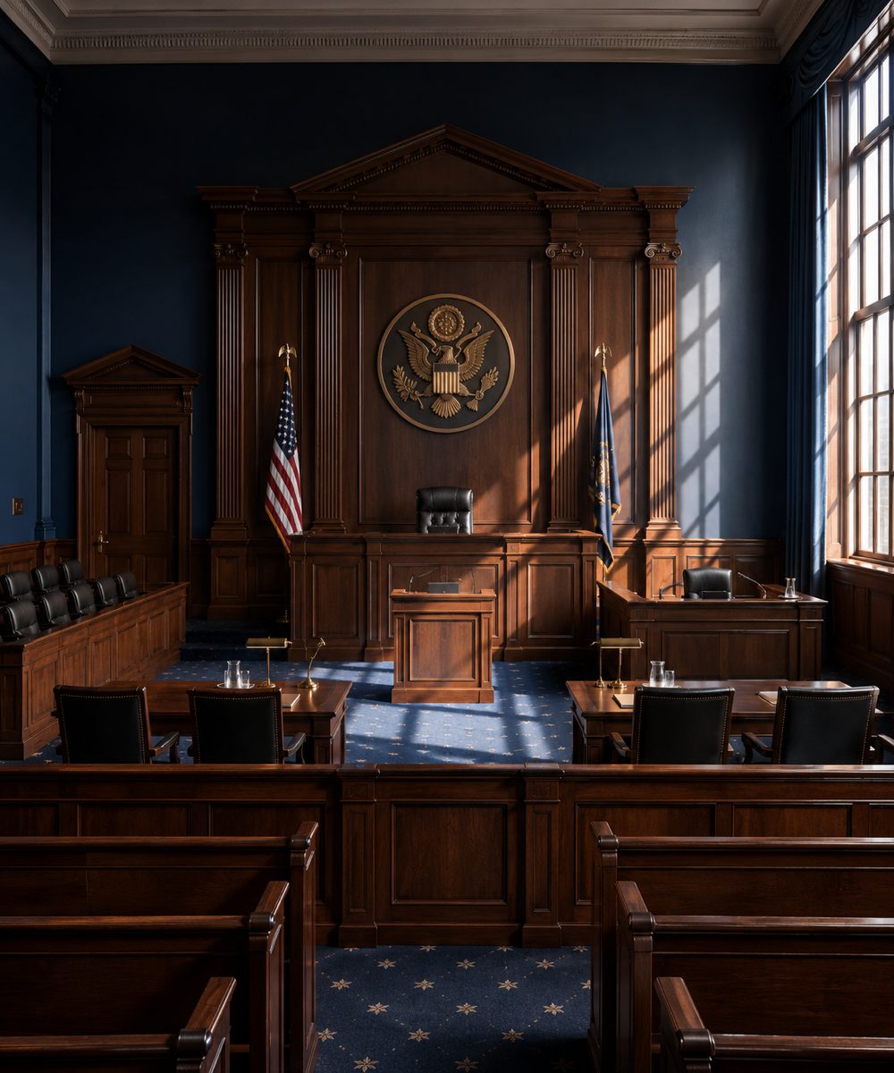 Federal courthouse and government architecture tied to cryptocurrency fraud defense